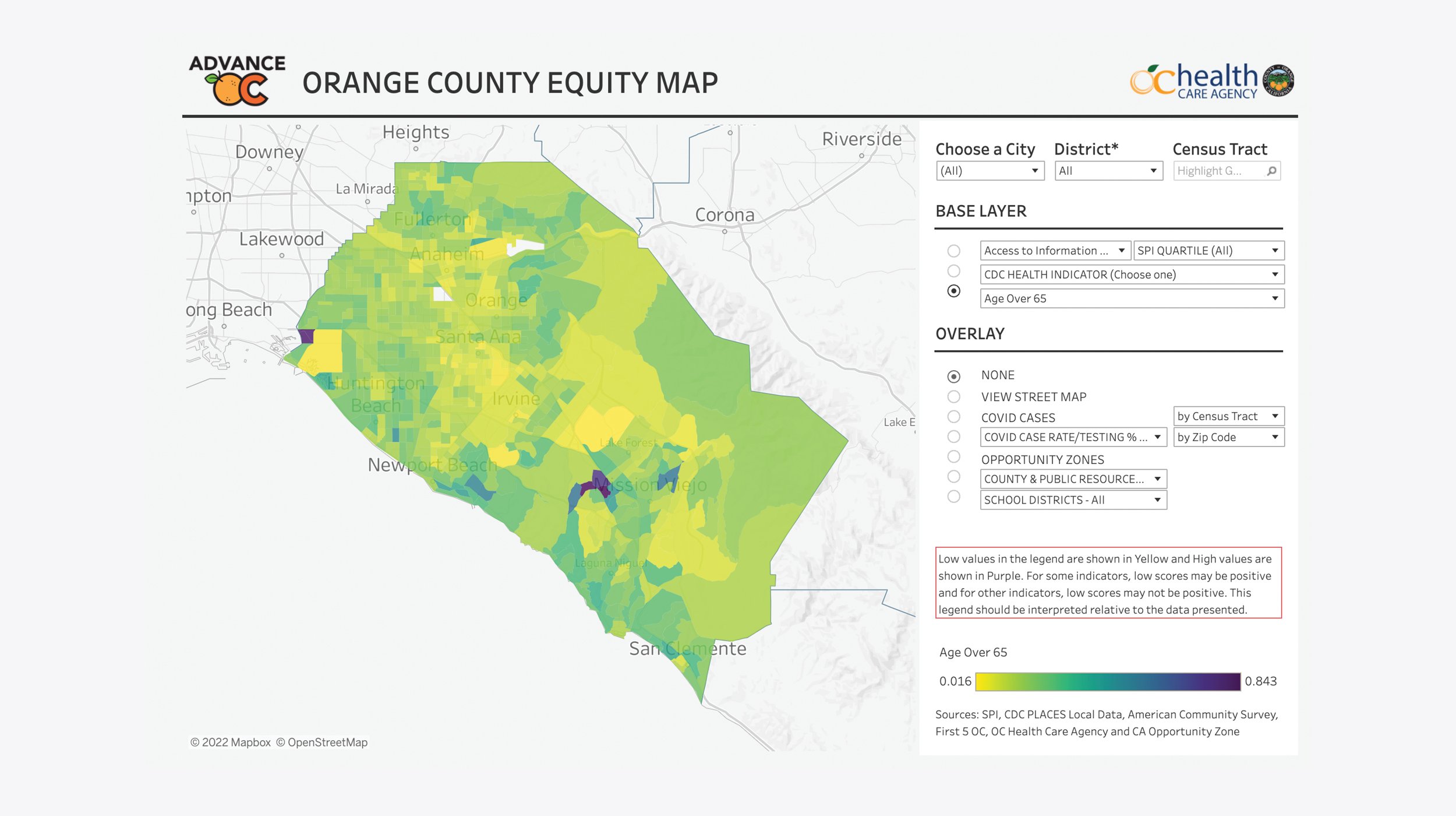 Heatmap: Access to information and communication over 65